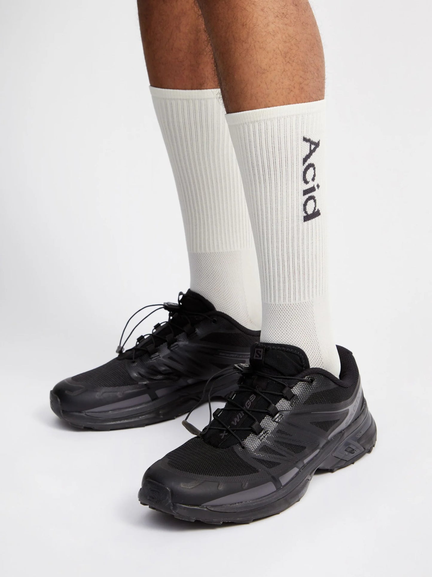 Acid Running Logo Socks - Bone