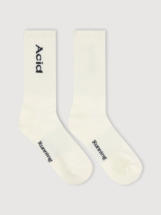 Acid Running Logo Socks - Bone