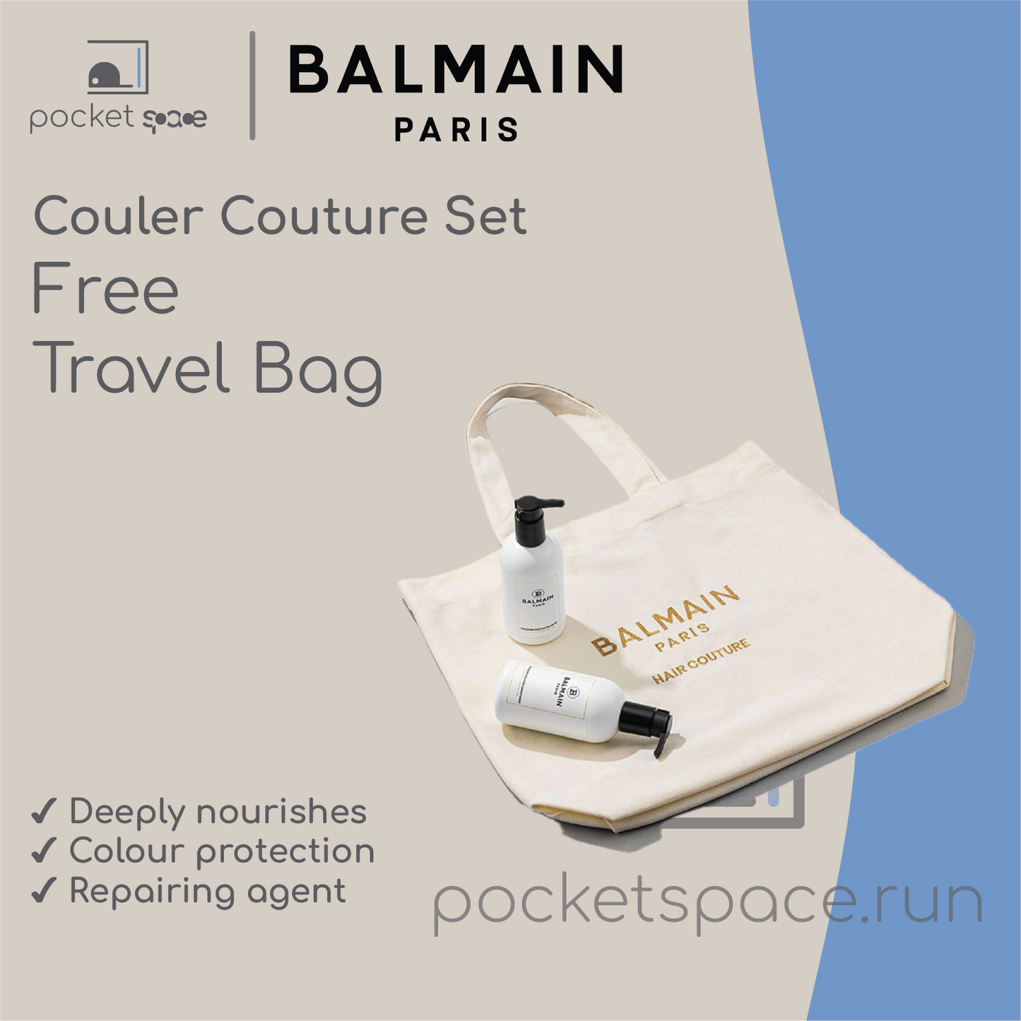 Balmain Paris Couleurs Couture Care Set (Shampoo, Conditioner, Hair Mask & Travel Bag)