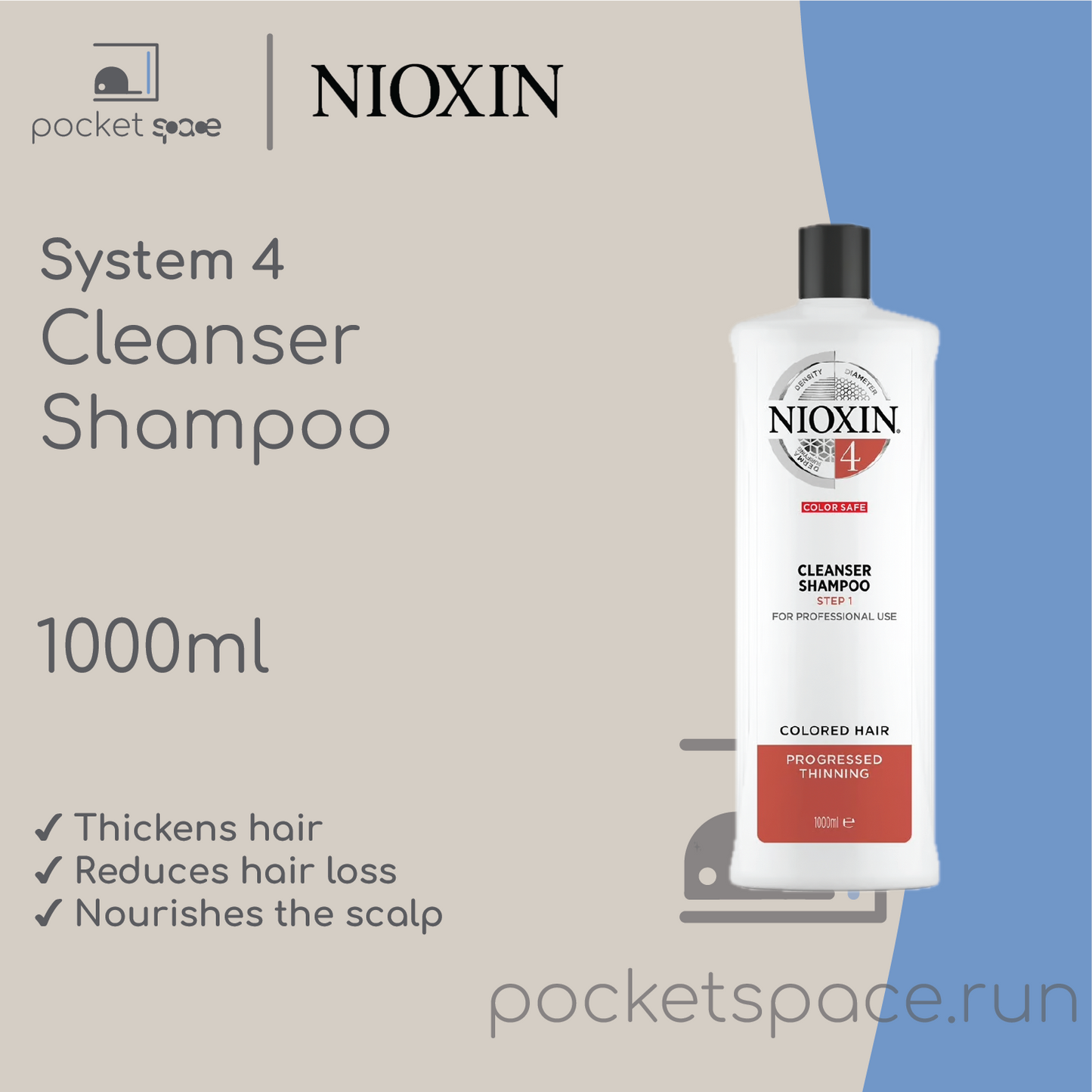 Nioxin System 4 Cleanser Shampoo 1000ml / 1L