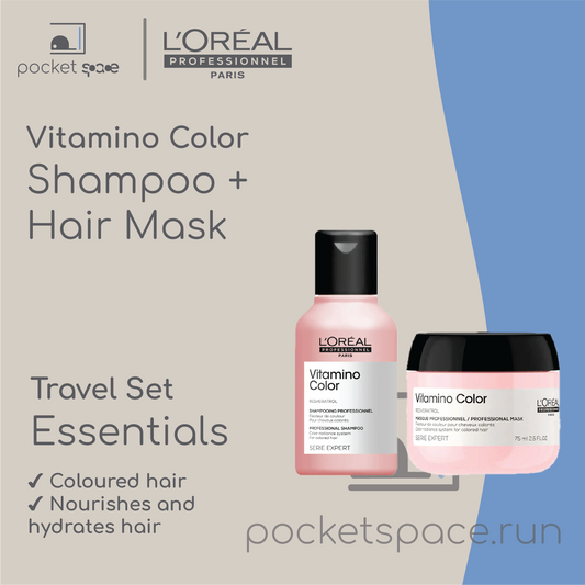 L'Oreal Professionnel Paris Vitamino Color Travel Set Bundle (Shampoo 100ml + Mask 75ml)