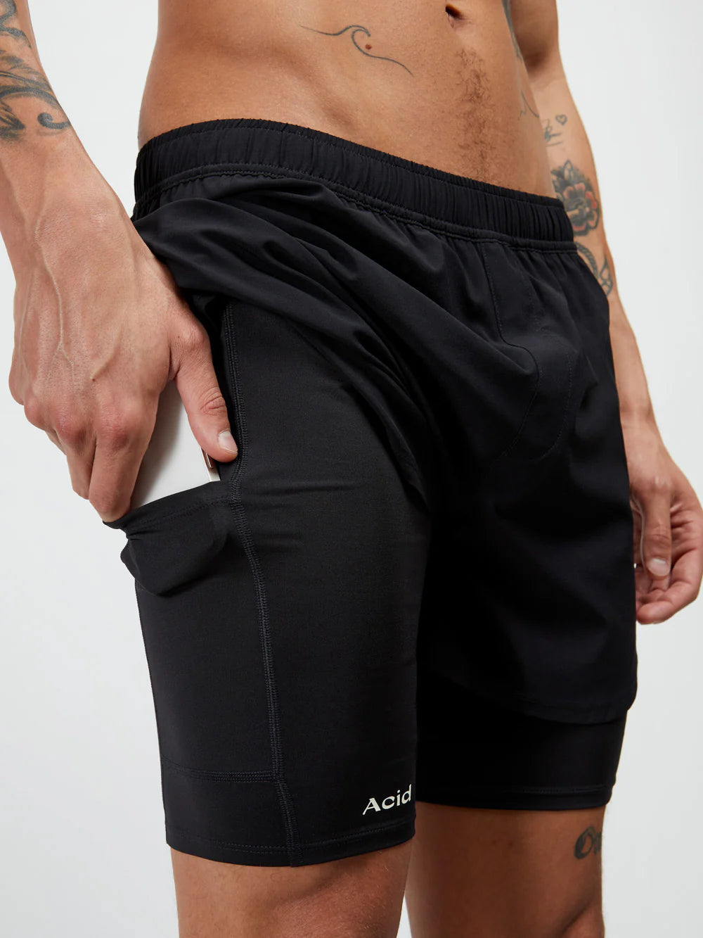 Acid Running 2-in-1 Shorts - Black